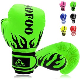 GROOFOO Children's Boxing Gloves for Children Punch Bag Sparring Training 4oz 6oz Fit 3 to 14 Years, green