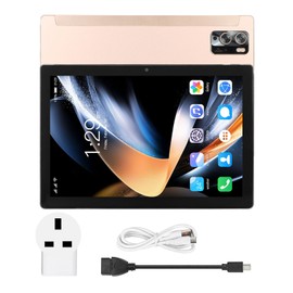 10.1 Inch Tablet for Android 13 8 Core CPU 8GB 256GB Support 4G Network 7000mAh Battery 5G WIFI Tablet 100‑240V Gold UK Plug