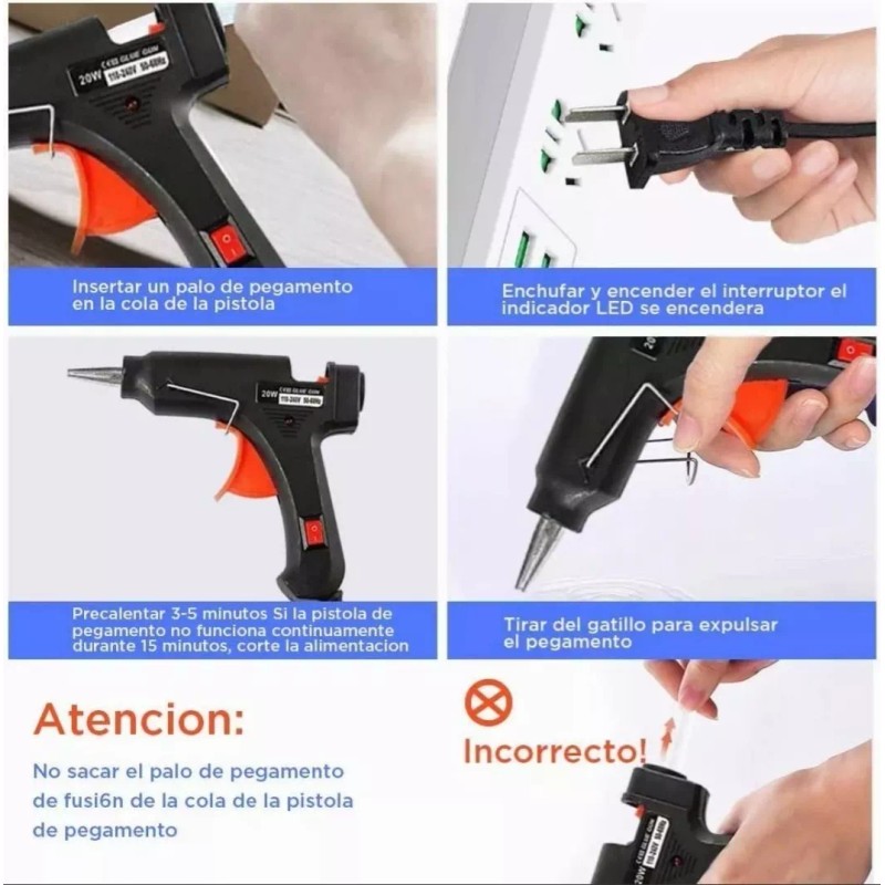 Homheal Pistola De Silicon Caliente Eléctrica Pegamento 50 Barras