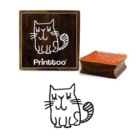 Printtoo Sleeping Cat Design Square Wooden Rubber Stamp Scrap-Booking Block-2 x 2 Inches