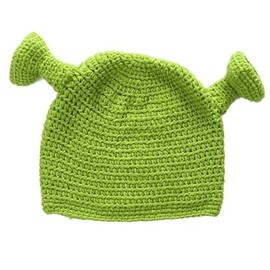 QUXING Cappello Lavorato a Mano in Lana, Shreker Cappelli Con Le Orecchie per Adulti Cosplay Prop Berretti a Maglia Cappello Lavorato a Mano Il Cap per Uomini E Donne, Men's Hat