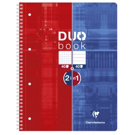 Clairefontaine 82526C College Notepad (9 x 14 cm, Duo, 40 Sheets Squared and 40 Lined Sheets) 1 Piece Red/Blue