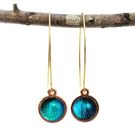 Real butterfly wing jewelry Green dragonfly earrings for women dangling threader drop Insect gifts for adults Cool stocking stuffers