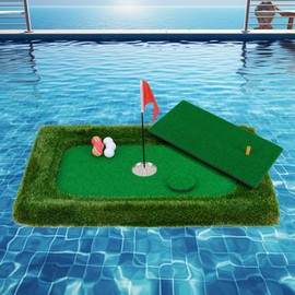 ULTIMATE Floating Golf Green for Pool, Floating Chipping Green Mat w/Hitting Mat, Golf Balls, Flag and Tee for Golf Practice, Golf Putting Mat for Golf Game (37.5" x 25.5")