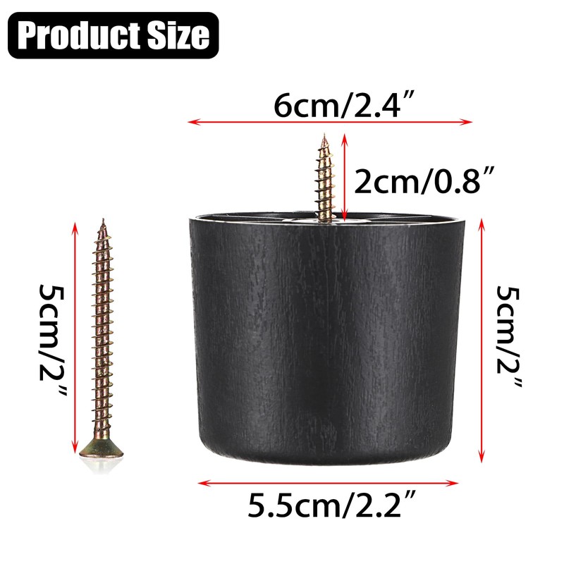 OwnMy 4PCS 2 Inch Plastic Furniture Legs Screw-in Plastic Sofa