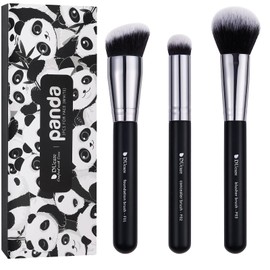 DUcare Face Brush Set of 3 Foundation Brushes, Concealer Brush, Powder Brush, Cheek Brush, Set of 3 Makeup Brushes, Made of the Highest Quality Taklon, Soft, Powder Content, Popular Brush, Black