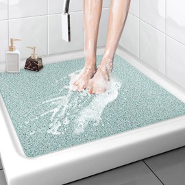 Shower Mat Non Slip - 32x32 Inch Soft Comfort Bath Mat with Drainage Holes, PVC Loofah Massage Bathmat for Shower, Tub, Bathroom, Wet Areas, Quick Drying