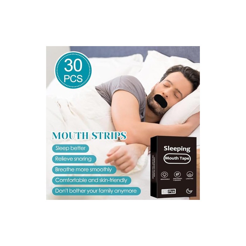 30pcs Cintas bucales para dormir,Reduce la sequedad bucal Parches para