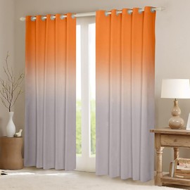 Orange Darkening Drapes Gradient Style Curtains for Bedroom Living Room For Kids Women Men Ombre Grey 30%-50% Blackout Curtains Geometric Window Treatments W46*L54