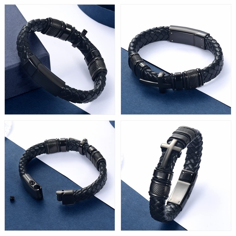 constantlife Cross Cremation Bracelet for Ashes Stainless Steel Urn Memorial