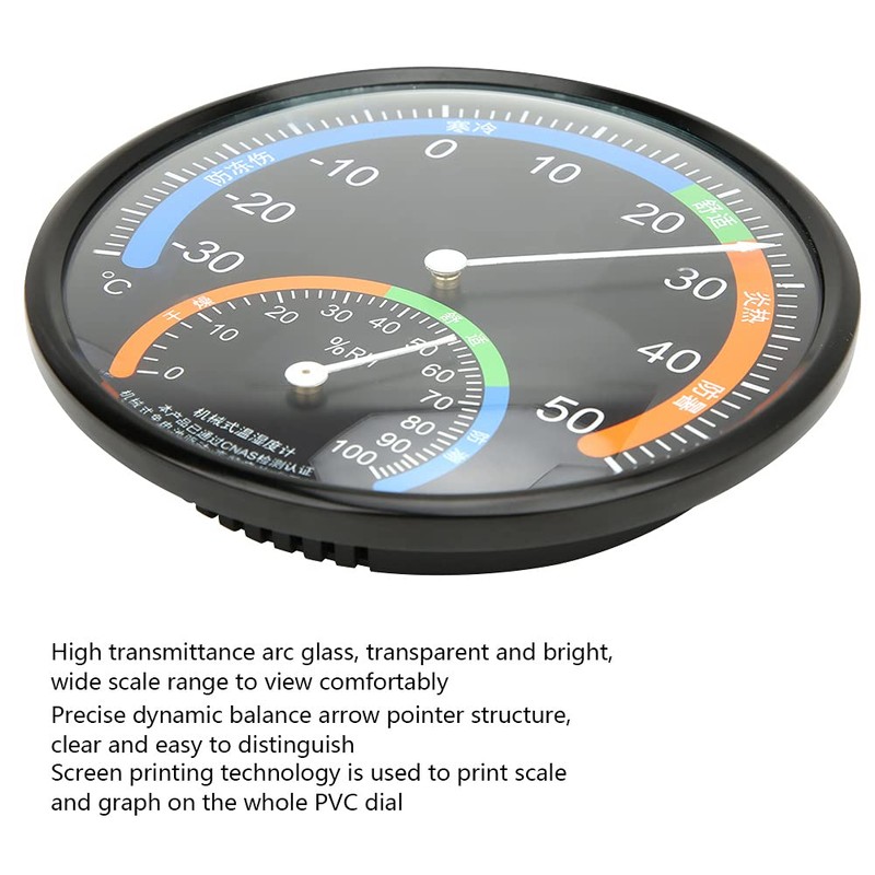 Round Thermometer with Hygrometer, Wall Thermometer Outdoor Thermometer for Patio