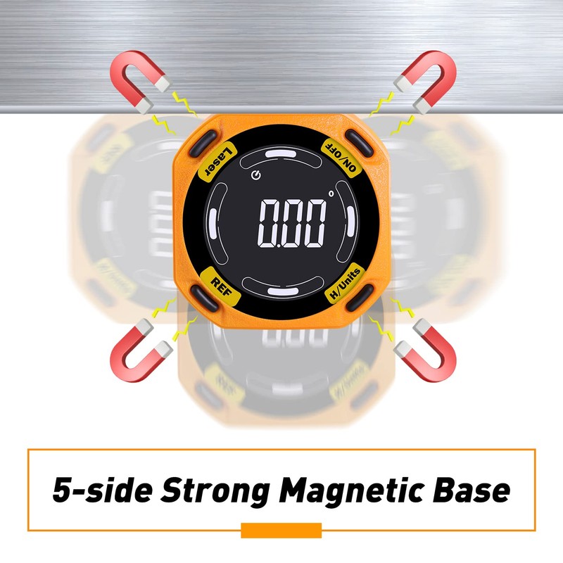 Digital Protractor, 5-Side Protractor, Digital Magnetic with Laser Levelling Tool,