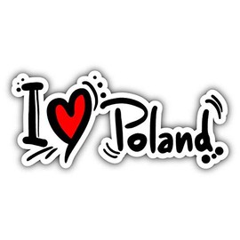 I Love Poland Slogan Window Truck Car Bumper Sticker Decal 6" x 3"