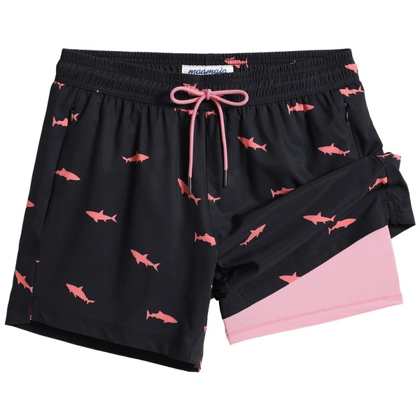 maamgic Mens Swim Trunks with Compression Liner 5" Stretch Beach