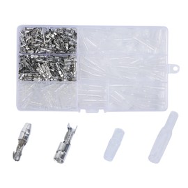 CHARYZA Giboshi Terminals, Set of 400, Crimp Terminals, Connection Terminals, Bullet Connectors, Insulation Sleeve, Cover, Silver Male/Female Set, 2 Types, Wire Connection, Car Navigation, Universal