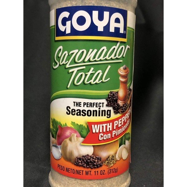 Goya Sazonador Total Con Pimienta, 11 Ounce (2 Pack) Adobo Seasoning with Pepper