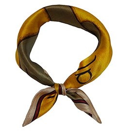 100% Pure Mulberry Silk Scarf 21"x21" Lightweight Neckerchief Head Scarves Women Men Small Square Printed Scarves (Elephant-Yellow)
