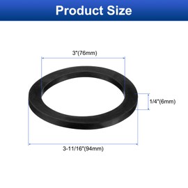 sourcing map 8 Pcs Solid Nitrile Rubber Flat Washer DN65 94mm OD x 76mm ID x 6mm Thickness Large Washers O Ring Sealing Gaskets, Industrial Flat Rubber Spacer, Black
