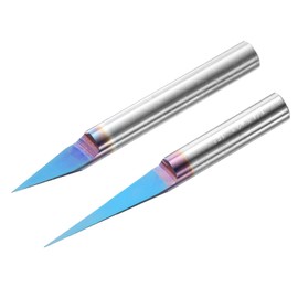 sourcing map V Groove Router Bit Set 15 Degree & 30 Degree 1/4" Shank 2.2" Length CNC Engraving Bits with Blue Coated Solid Tungsten Steel Cutter for Fine Carving Sign Making