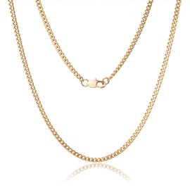 Sahoottie Gold Mens Chain Gold Chains for Men 20 Inch Cuban Chain Necklace Men Stainless Steel Necklace Mens Jewellery 3mm