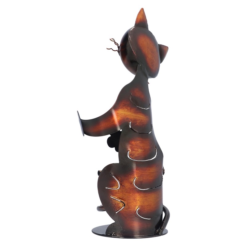 Cat Shaped Wine Rack Metal Sculpture Shelf Practical Sculpture Home