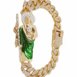 San Judas Tadeo Cuban Styled Bracelet (3 Sizes) - Color: Large