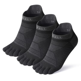 VWELL Toe Socks for Men/Women, COOLMAX Five Finger Socks, High Performance Athletic Toe Socks No Show (3Pairs) (as1, alpha, s, regular, regular, Black)