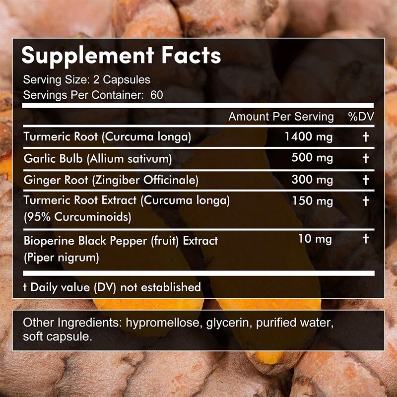 Balincer Organic Turmeric Curcumin with Ginger and Black Pepper Capsules-for