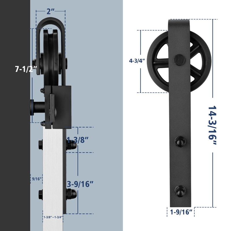 8FT Single Sliding Barn Door Hardware Kit, Basic Black Big