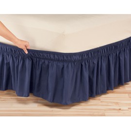 Miles Kimball Elastic Bed Skirt, Queen King, Navy Blue
