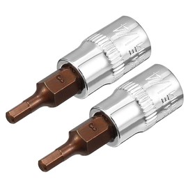 TOP-VIGOR 2Pcs Hex Bit Socket, 1/4" Drive x H3 (3mm) Allen Key Socket, Premium S2 Steel Bits, Hex Bit with 38mm Length for Torque Wrench, Ratchet Wrench, Impact Power Drills, Slide Bar