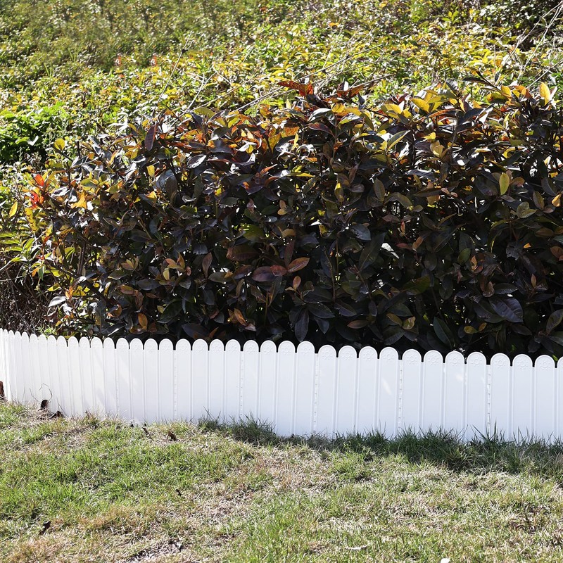 10.6" H White Garden Edging Borders, 10Pcs Plastic Garden Landscape