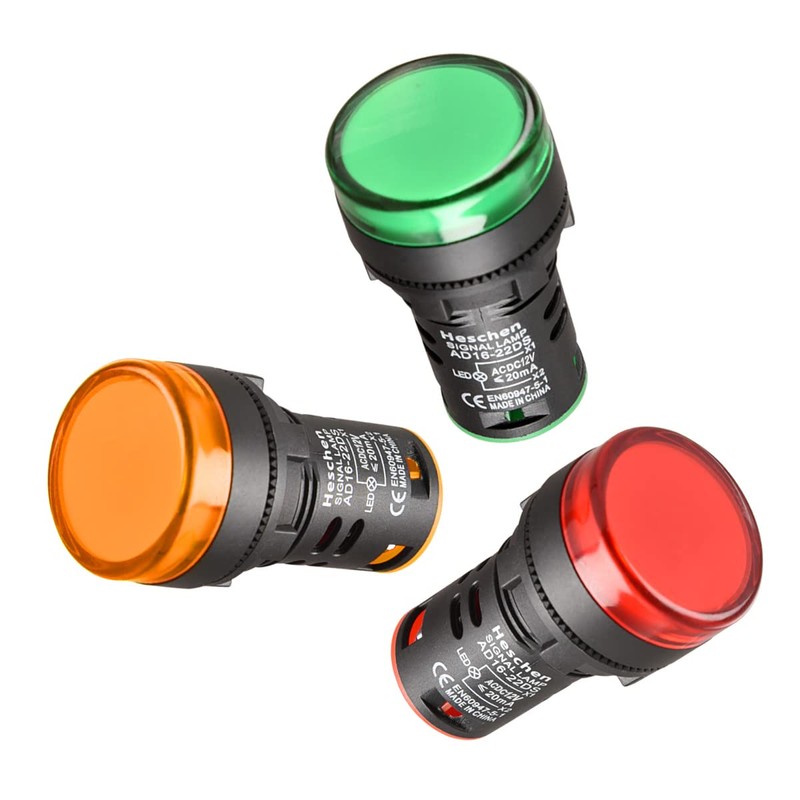 Heschen 22mm LED Indicator Pilot Light AD16-22D/S 12VDC 20mA Red