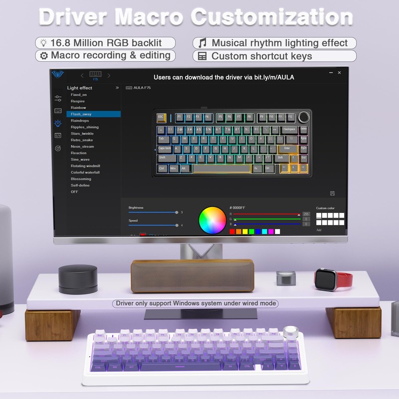 AULA F75 Pro Wireless Mechanical Keyboard,75% Hot Swappable Custom Keyboard,RGB
