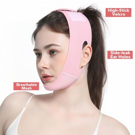 V-Line Face Lifting Belt, Reusable V Line Face Lifting Bandage Chin Strap, V Shaped Face Slimming Strap Chin Jawline Support Belt, Firms and Lifts Facial Contours, Jaw Exerciser