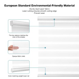 Changshade Custom Size Zebra Roller Shades, Light Filtering Dual Layer Roller Blinds with Thermal Insulated for Office,Living Room,Bedroom,Bathroom,Easy Installation, White