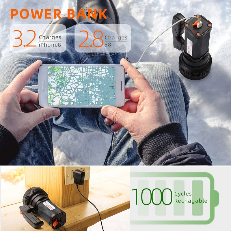 BUYSIGHT - Linterna recargable de 120000 lúmenes, linterna LED con