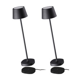 TORCHSTAR LED Rechargeable Cordless Table Lamp with Charging Base, Dimmable Cordless Outdoor Table Lamps for Restaurant Hotels, 4000mAh Battery Operated Portable Desk Lamp, 2700K, Black, Pack of 2