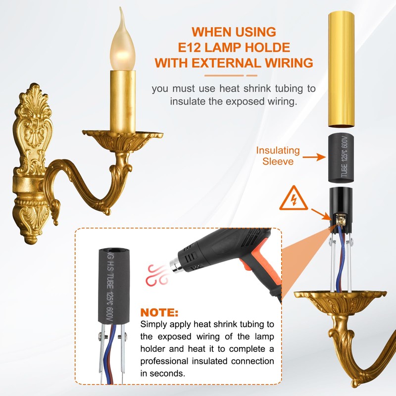 PATIKIL 3" Tall Candle Covers Sleeves, 6Pcs Metal E12 Chandelier