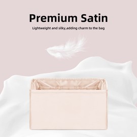 DGAZ Silk Purse Organizer Insert Fits LV Speedy 16/20/25/30/35/40/45 bags，Silky Smooth Bag Organizer，Luxury Handbag & Tote Shaper(Craie,SP25)