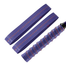CAPASTEC Tennis Badminton Grip Tape, Set of 2, Porous, Convex Specifications, Grip Tape, Shock Absorption, Breathable, For Racquets, Wet Type, Purple (Yellow Dots)