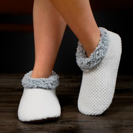 The Metluks Soft Fuzzy Slippers for Women Indoor, Warm Furry House Sock Shoes Fluffy Lined, Bedroom Booties Non-Slip Gripper Soles, Winter Cozy Christmas Gifts Adult Size 9-10