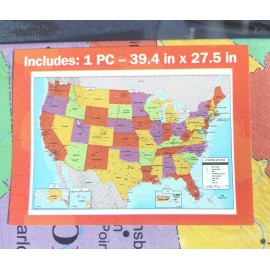 Teaching Tree World Map and USA for Kids Poster Wall Chart of United States 39.4 x 27.5 Inches