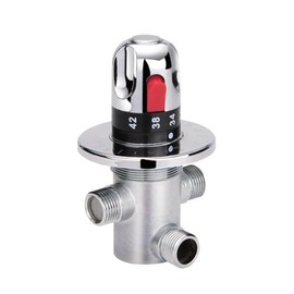 Brass Three-Way Thermostatic Valve Hot Cold Water Temperature Regulator Mixing Valve for Bathroom Washroom Kitchen