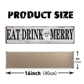 Home Sign Eat Drink & Be Merry Sign, Kitchen Or Dining Room Decor Tin Signs Kitchen Rules Sign 4x16 Inch