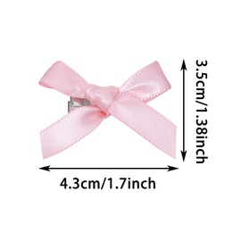 PPhtony Mini Hair Bow Clips 30Pcs Mixed Color Satin Hair Ribbon Bowknot Alligator Clips Barrettes for Women Girls Teens Braids Hair Decoration (Pink)