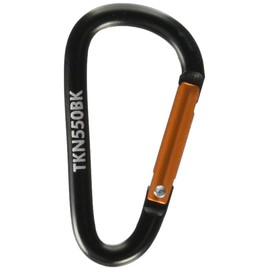 TRUSCO TKN550BK Carabiner, D Shape, Black, Wire Diameter 0.2 x 1.97 inches (5 x 50 mm)