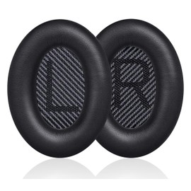 QC35 Replacement Ear Pads Compatible with Bose QuietComfort 35 (QC35)/QuietComfort 35 II (QC35 ii) Earphones, Akkiv Earpads Cushions with Protein Leather and Memory Sponge (Black)