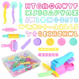 Modelling Clay Accessories 63 Pieces Kneading Tool from 2 Years Compatible with Play Doh Modelling Clay Cutter Tool Modelling Clay Accessories Kids Plasticine Tools Toy Gift for Boys Girls