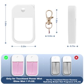 Palksky Hand Sanitizer Spray Case for Touchland,Protective Case with Keychain for Power Mist and Glow Mist1 fl oz(White),Travel Size for Women